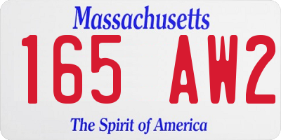 MA license plate 165AW2