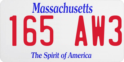 MA license plate 165AW3