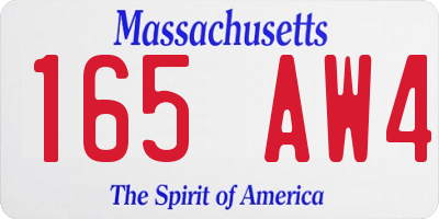 MA license plate 165AW4