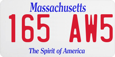 MA license plate 165AW5