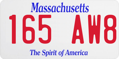 MA license plate 165AW8