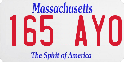 MA license plate 165AY0