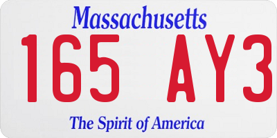 MA license plate 165AY3