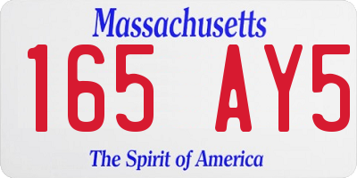 MA license plate 165AY5