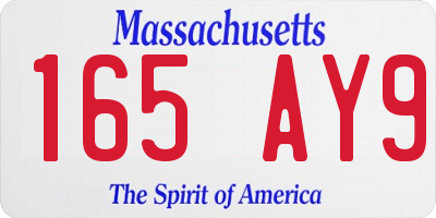 MA license plate 165AY9