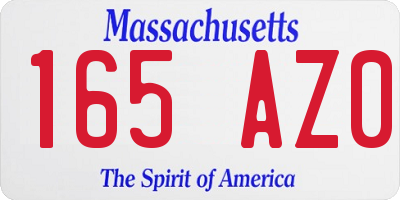 MA license plate 165AZ0