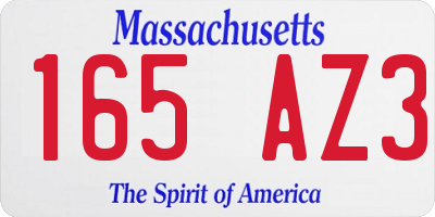 MA license plate 165AZ3