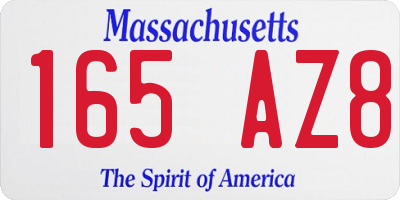 MA license plate 165AZ8