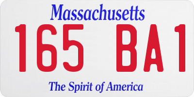 MA license plate 165BA1