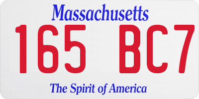 MA license plate 165BC7