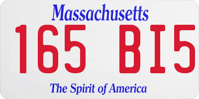 MA license plate 165BI5
