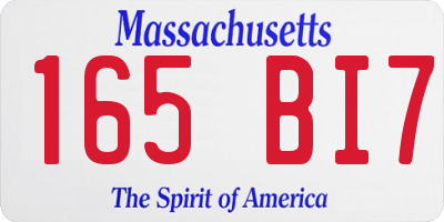 MA license plate 165BI7