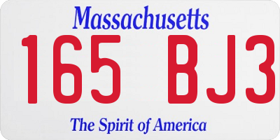 MA license plate 165BJ3
