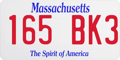MA license plate 165BK3