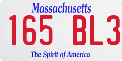 MA license plate 165BL3