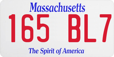 MA license plate 165BL7