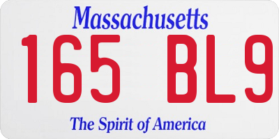 MA license plate 165BL9