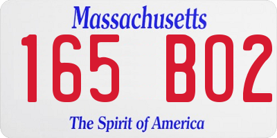 MA license plate 165BO2