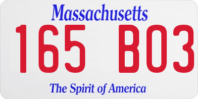 MA license plate 165BO3
