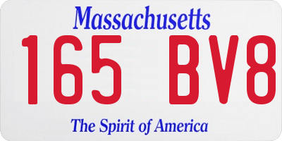MA license plate 165BV8