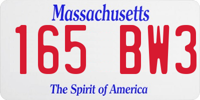 MA license plate 165BW3