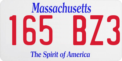 MA license plate 165BZ3