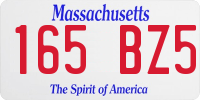 MA license plate 165BZ5