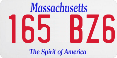 MA license plate 165BZ6