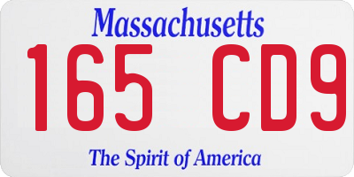 MA license plate 165CD9