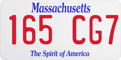 MA license plate 165CG7