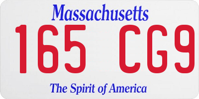 MA license plate 165CG9