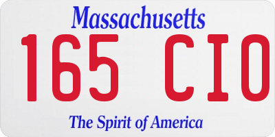MA license plate 165CI0