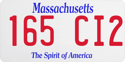 MA license plate 165CI2
