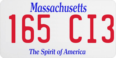 MA license plate 165CI3