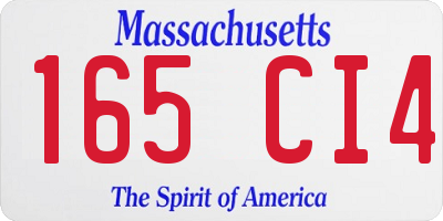 MA license plate 165CI4