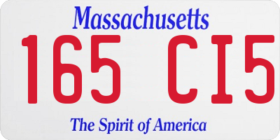 MA license plate 165CI5
