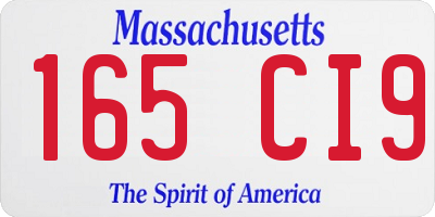MA license plate 165CI9
