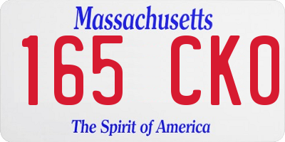 MA license plate 165CK0