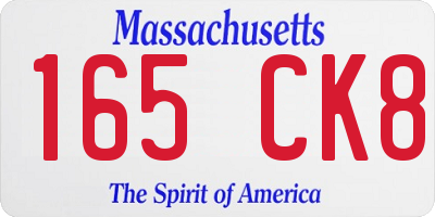 MA license plate 165CK8