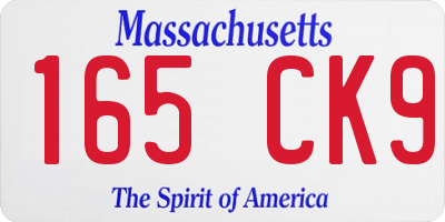 MA license plate 165CK9