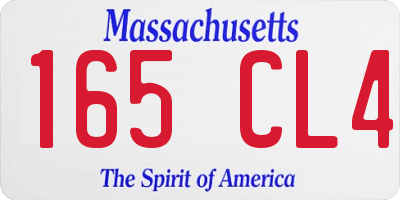 MA license plate 165CL4