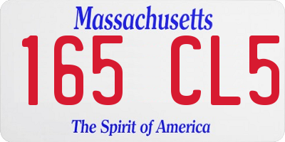 MA license plate 165CL5