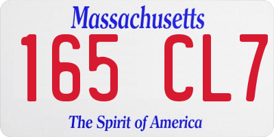 MA license plate 165CL7
