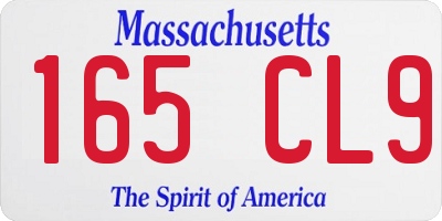 MA license plate 165CL9