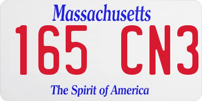 MA license plate 165CN3