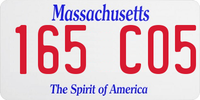 MA license plate 165CO5