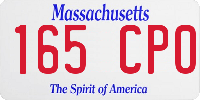 MA license plate 165CP0
