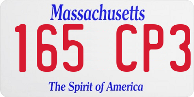 MA license plate 165CP3