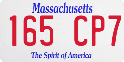 MA license plate 165CP7