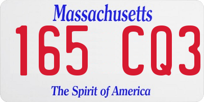 MA license plate 165CQ3